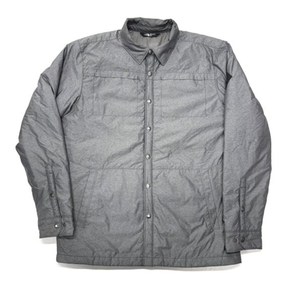 The North Face Lefferts Shacket Shirt Jacket Mens Medium Snap Button Gray Hiking